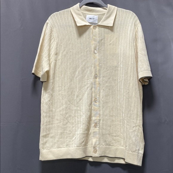 NN.07 Nolan Organic Cotton Polo Cardigan Ivory- Size L